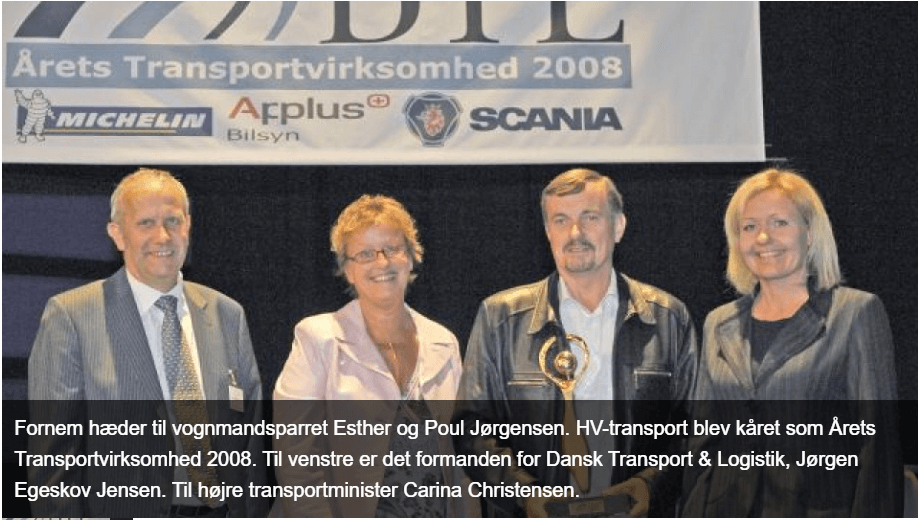 ¨HV Transport årets transport virksomhed 2008